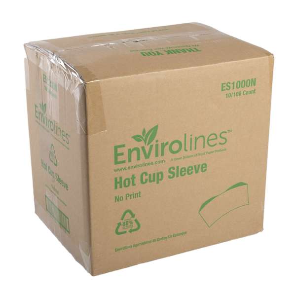 Amercareroyal Envirolines Kraft No Print Hot Cup Sleeve, PK1000 ES1000N